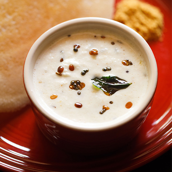coconut chutney in a bowl.